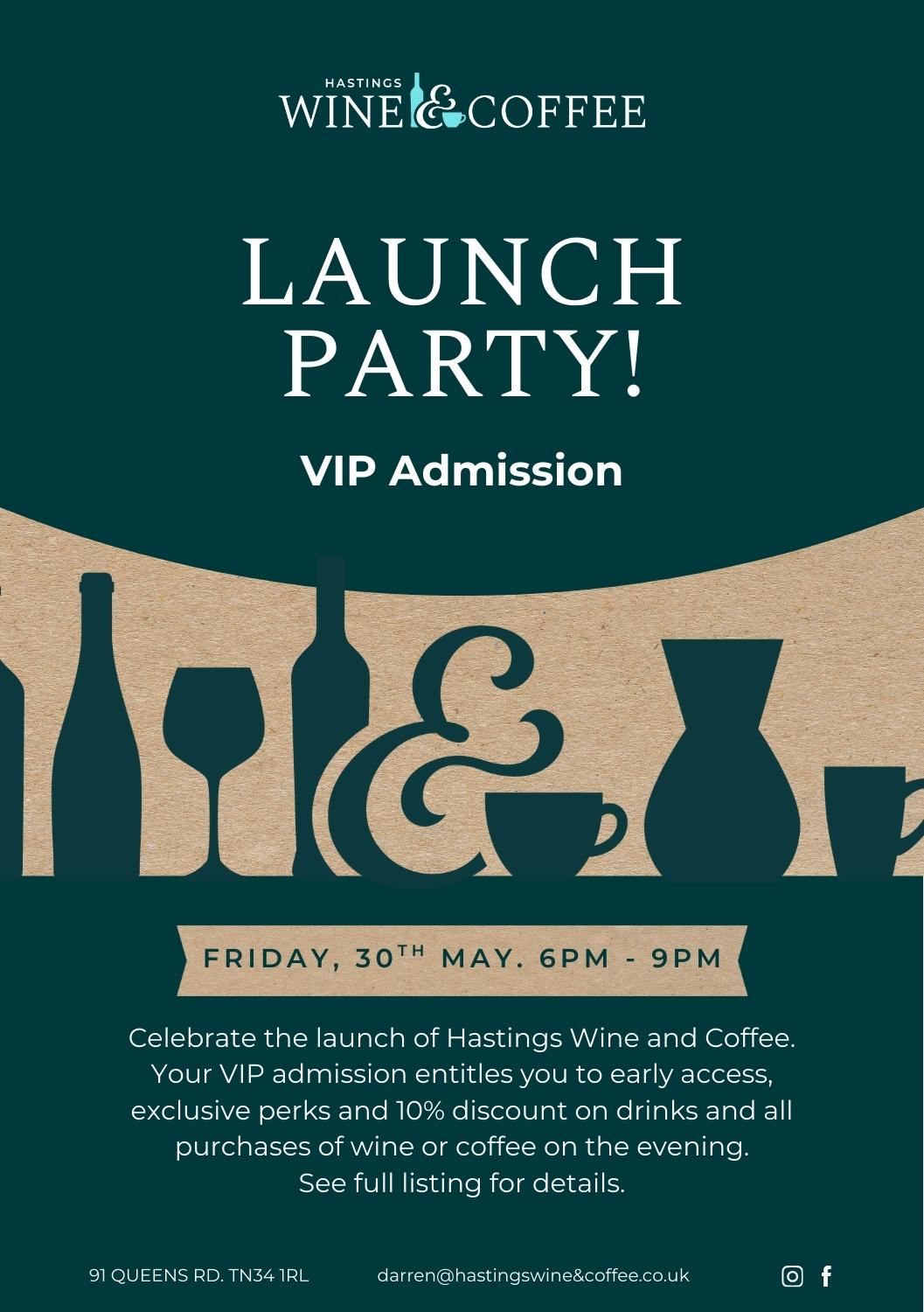 Hastings Wine and Coffee Launch Party Ticket